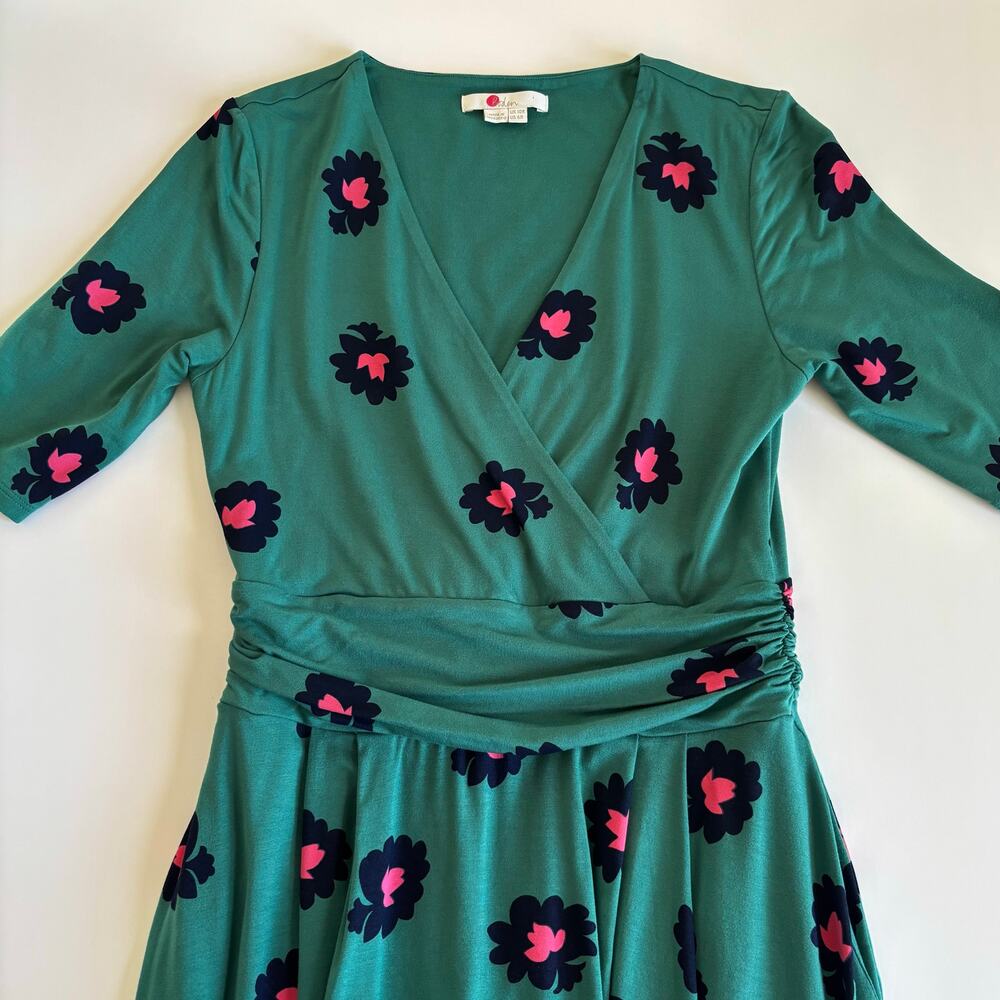 Boden Kassidy Floral Jersey Midi Dress Women’s 6 Green Bloom Stamp Surplice - Picture 4 of 10
